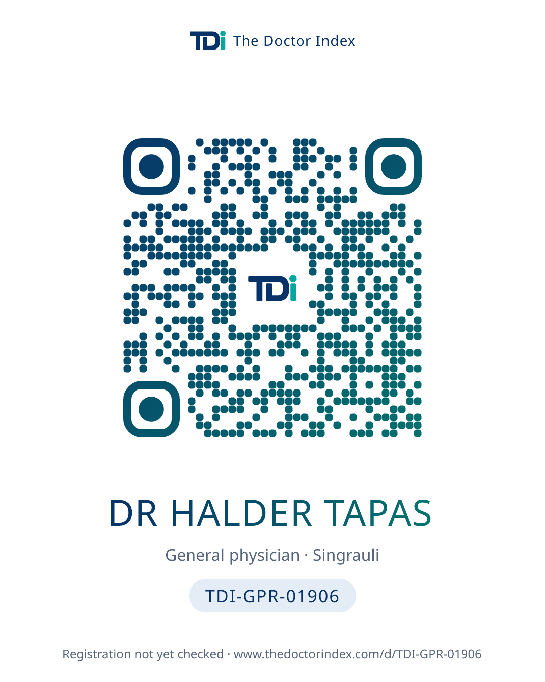 QR card for Dr Halder Tapas, TDI-GPR-01906