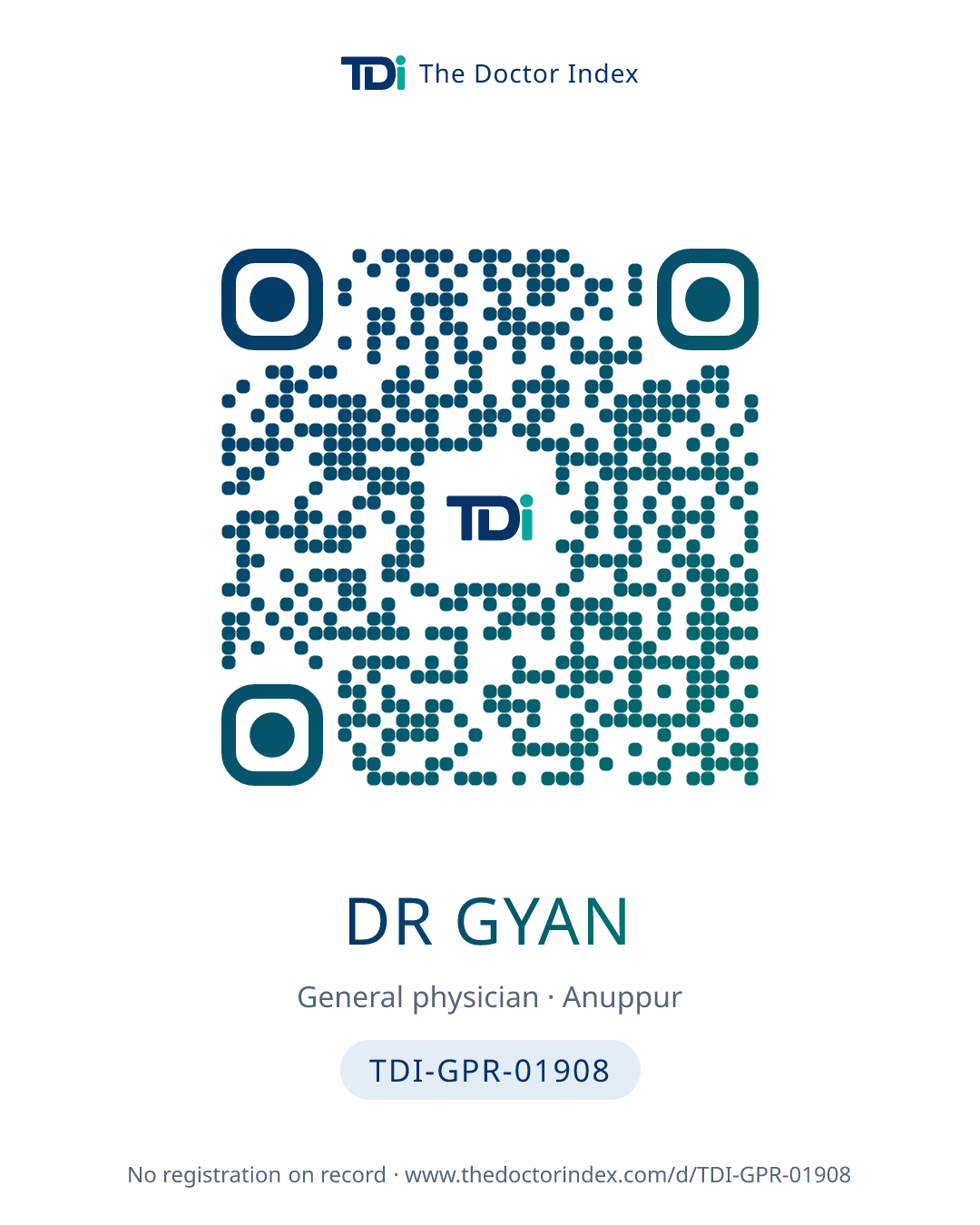 QR card for Dr Gyan, TDI-GPR-01908