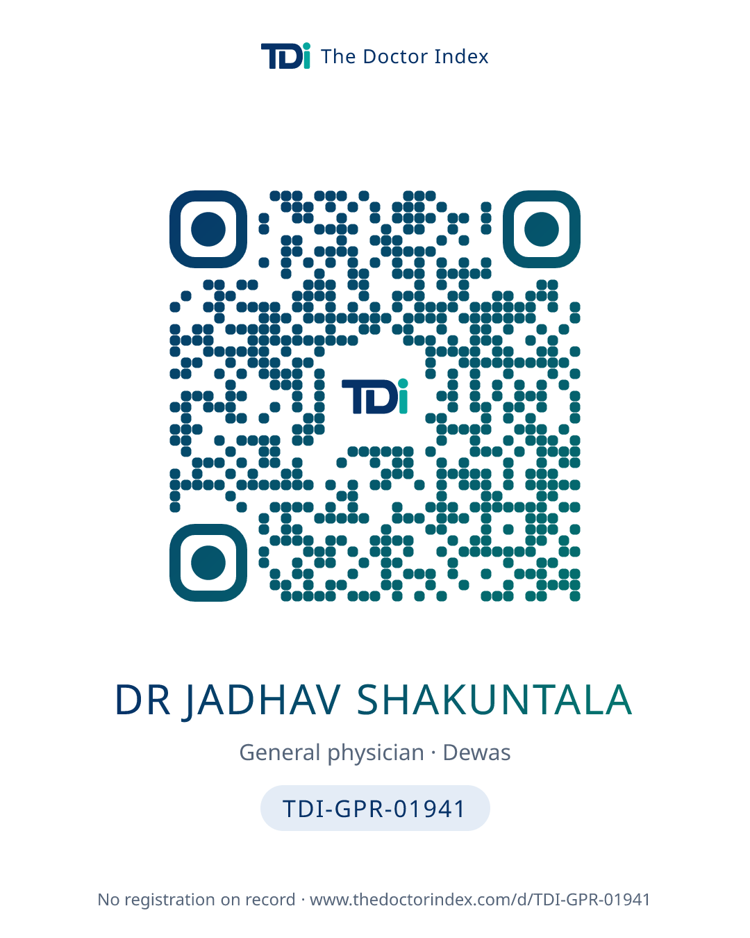 QR card for Dr Jadhav Shakuntala, TDI-GPR-01941