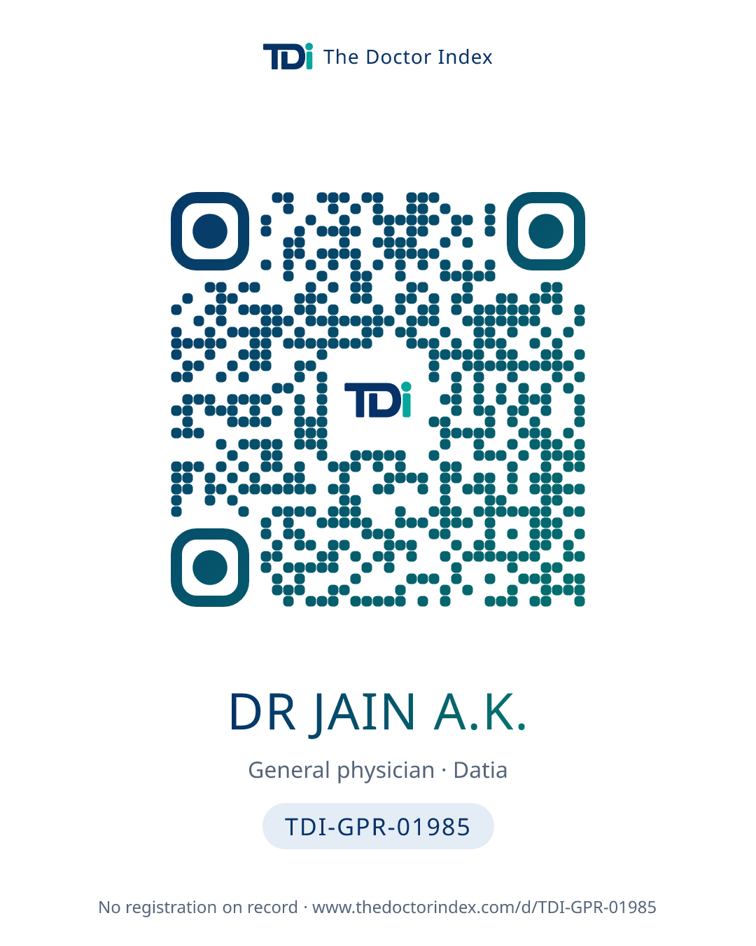 QR card for Dr Jain A.K., TDI-GPR-01985