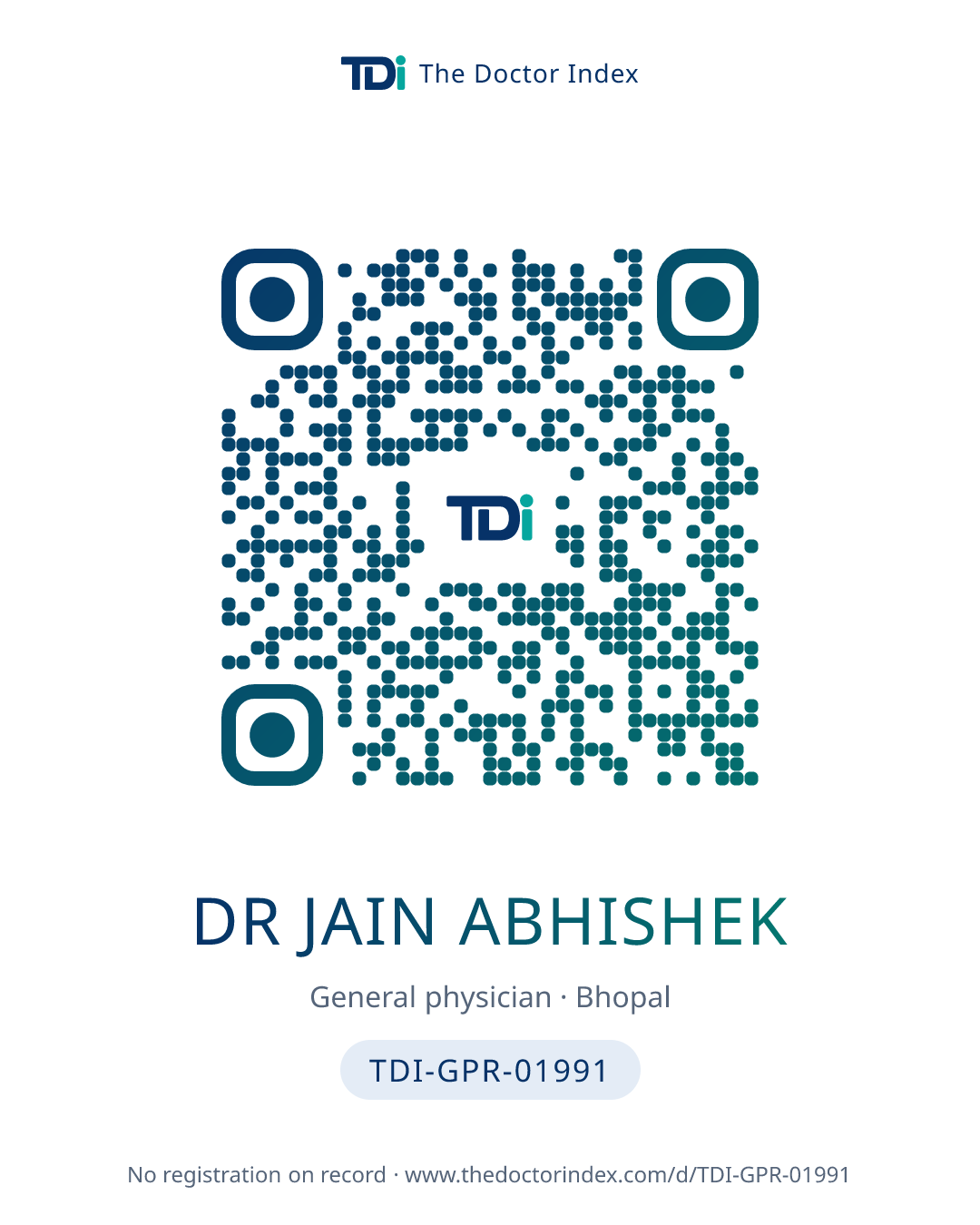 QR card for Dr Jain Abhishek, TDI-GPR-01991