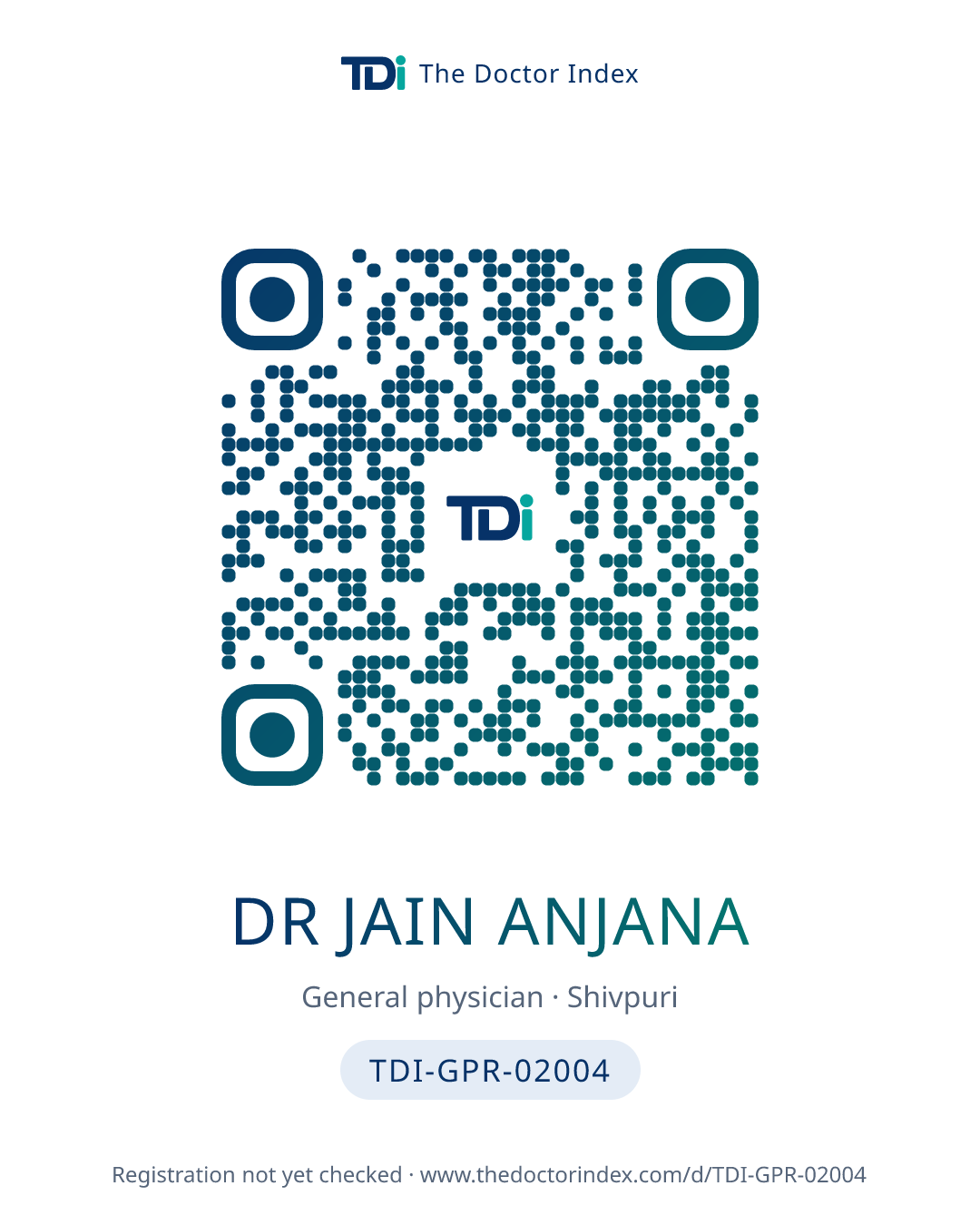 QR card for Dr Jain Anjana, TDI-GPR-02004
