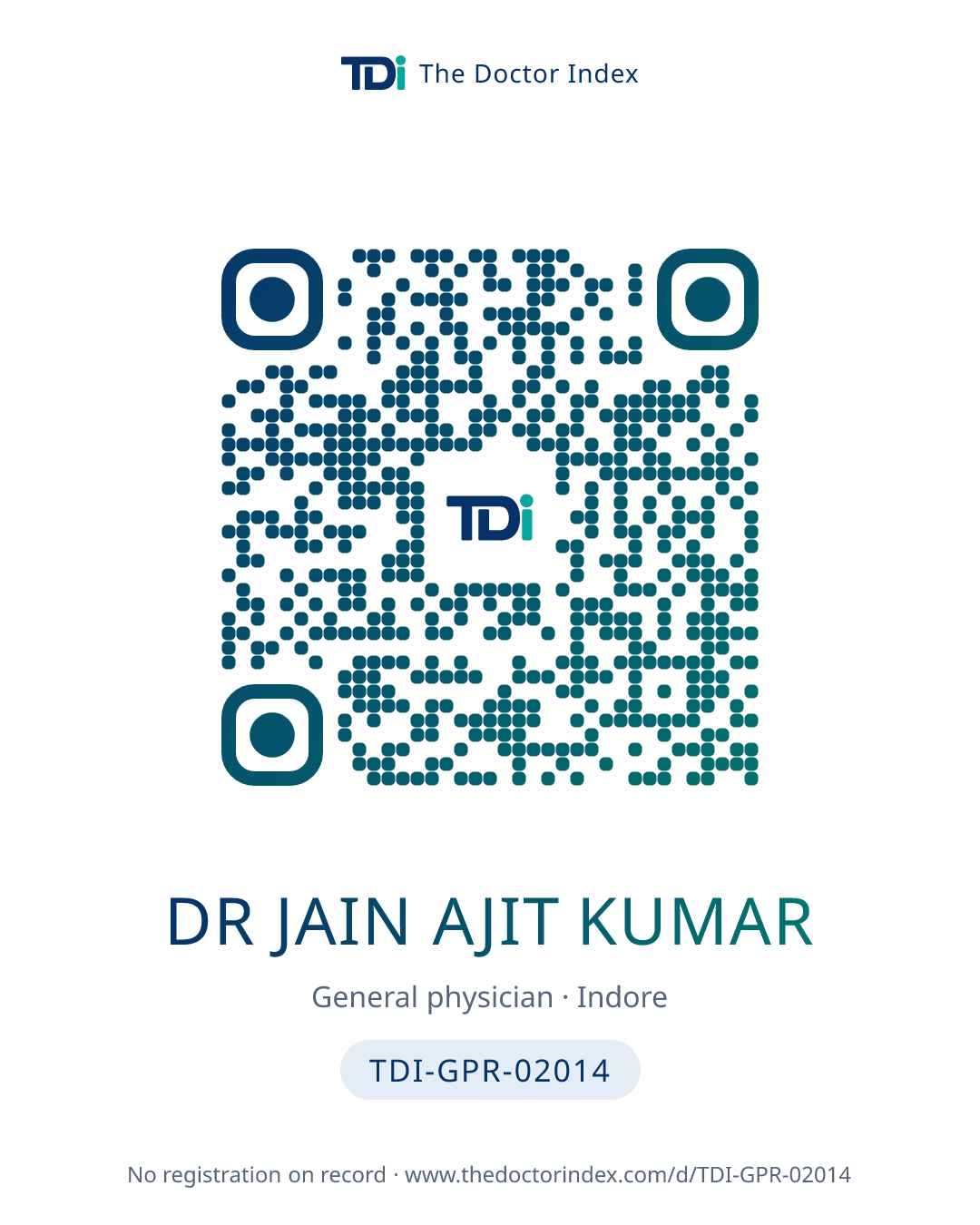 QR card for Dr Jain Ajit Kumar, TDI-GPR-02014