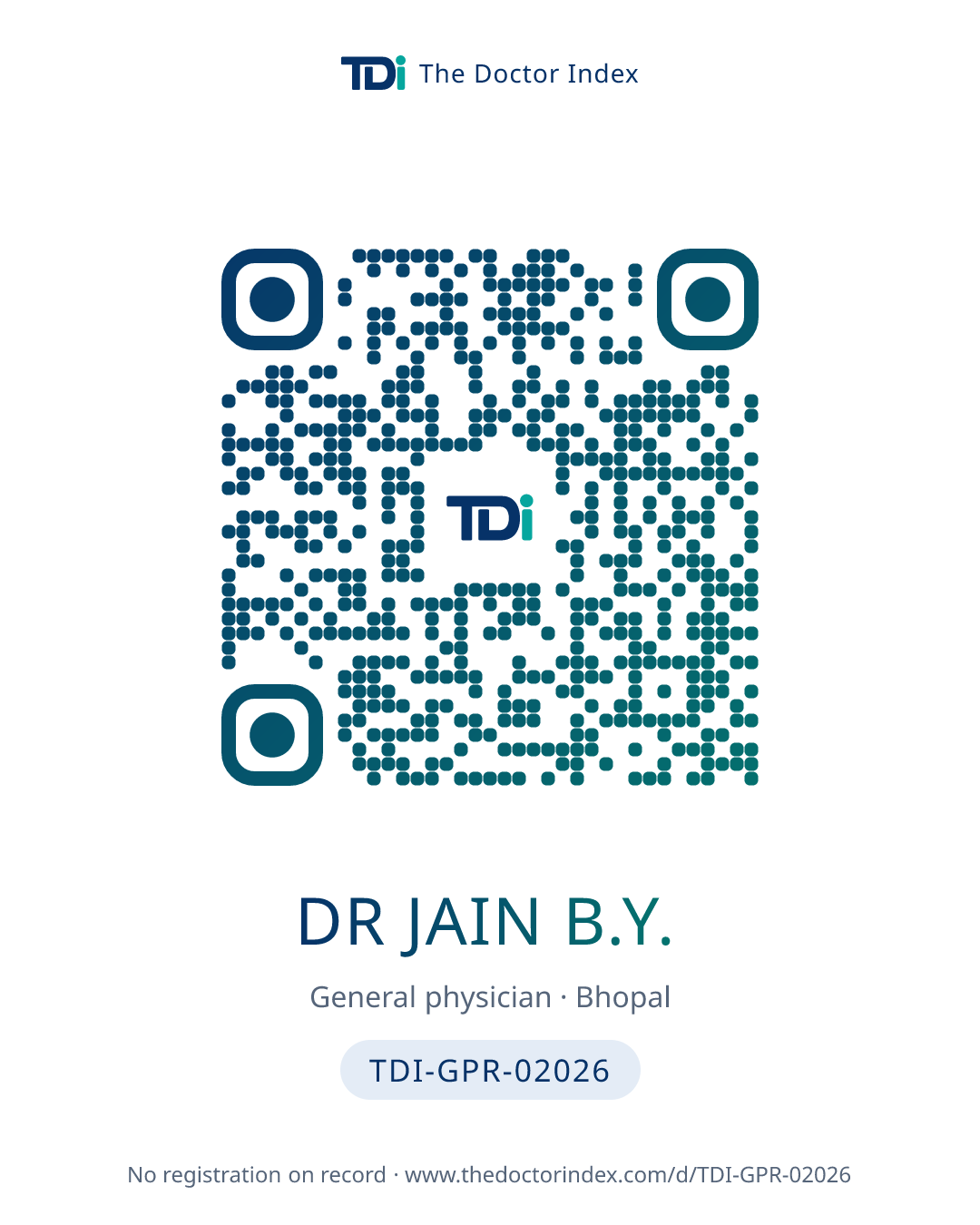 QR card for Dr Jain B.Y., TDI-GPR-02026