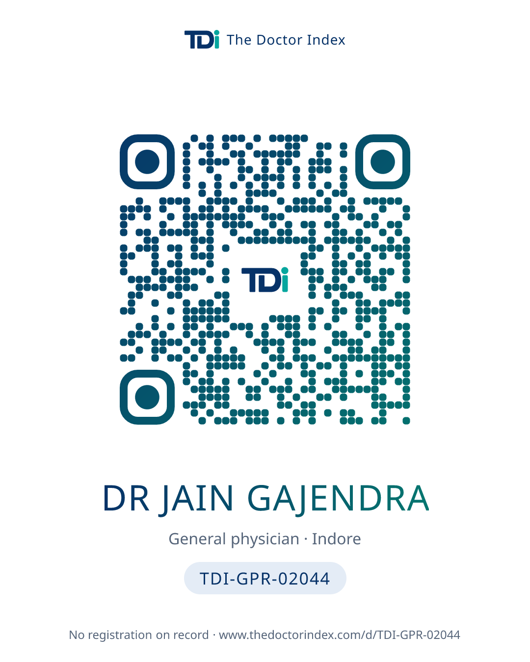 QR card for Dr Jain Gajendra, TDI-GPR-02044