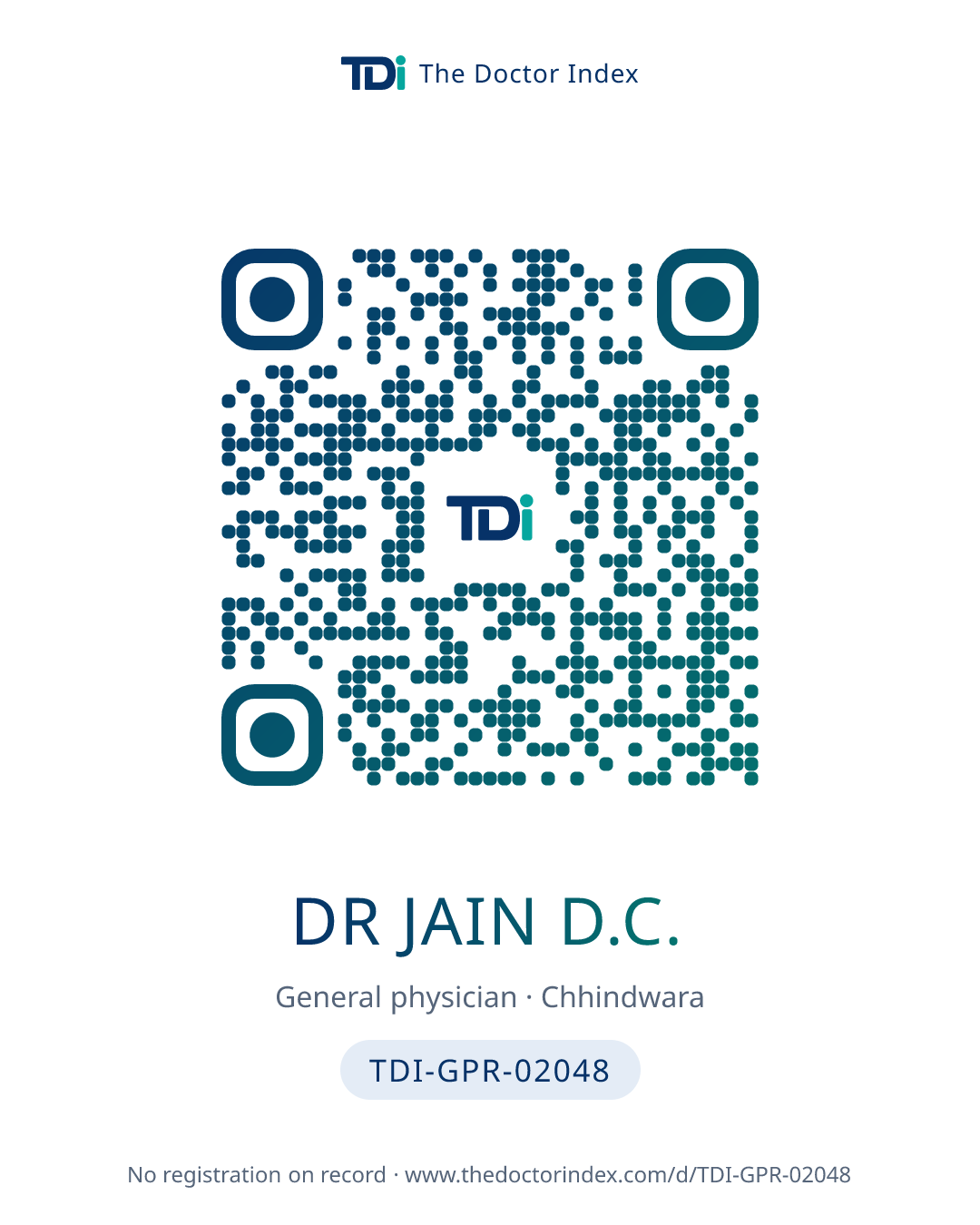 QR card for Dr Jain D.C., TDI-GPR-02048