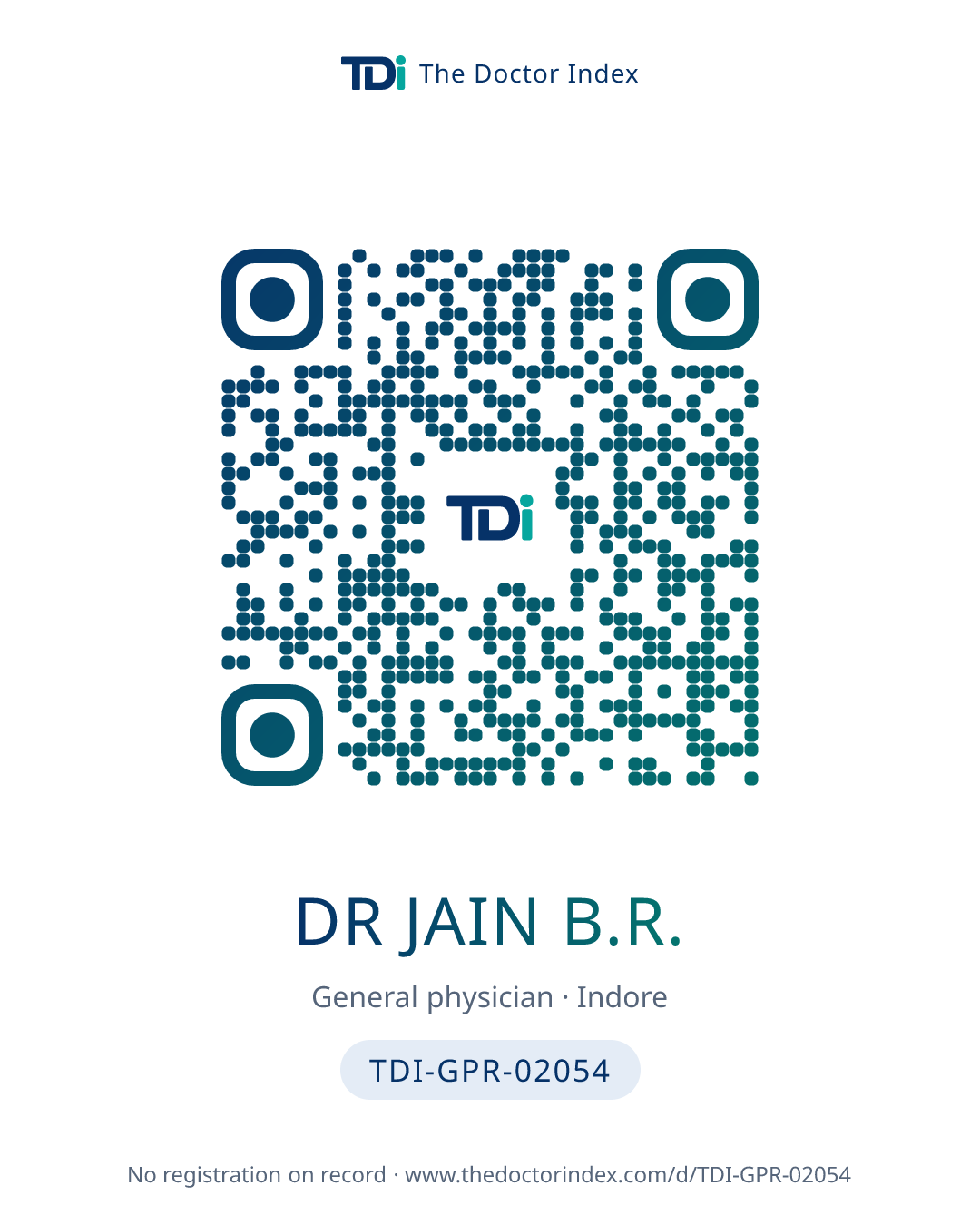 QR card for Dr Jain B.R., TDI-GPR-02054