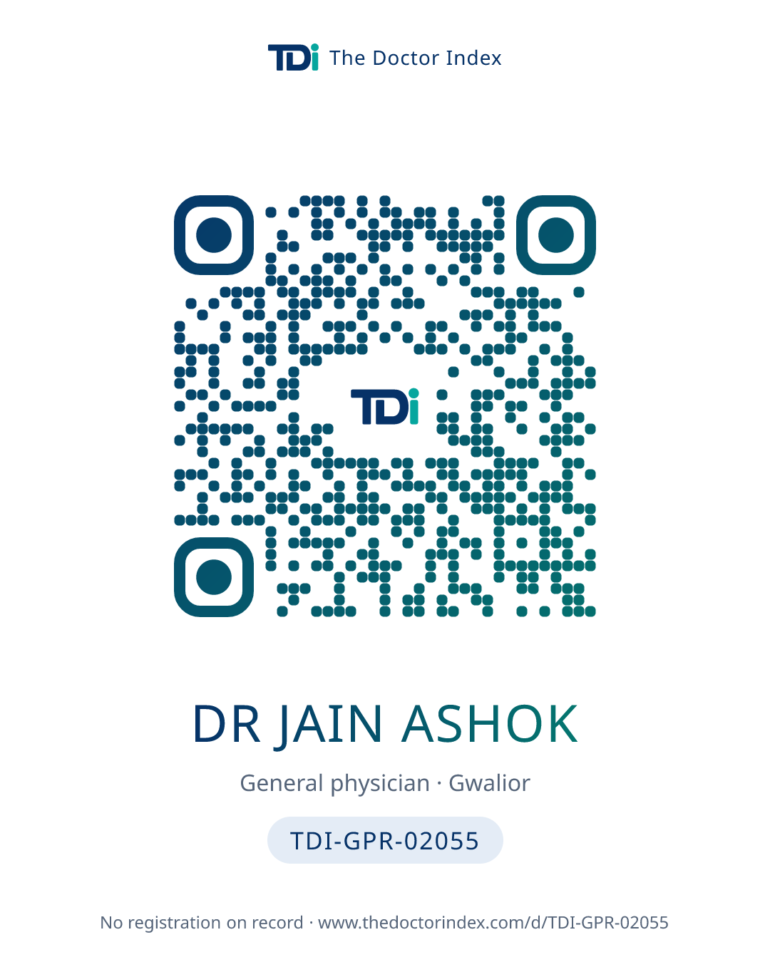 QR card for Dr Jain Ashok, TDI-GPR-02055