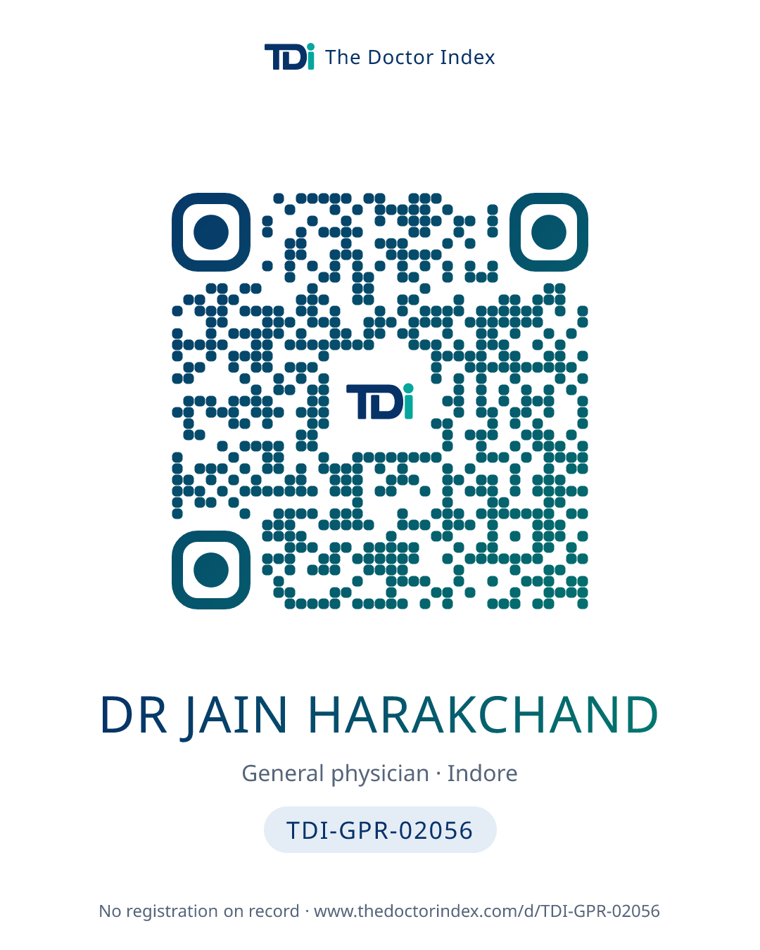 QR card for Dr Jain Harakchand, TDI-GPR-02056