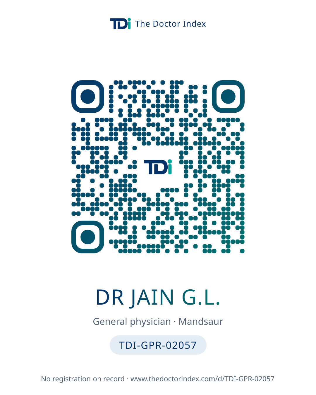 QR card for Dr Jain G.L., TDI-GPR-02057