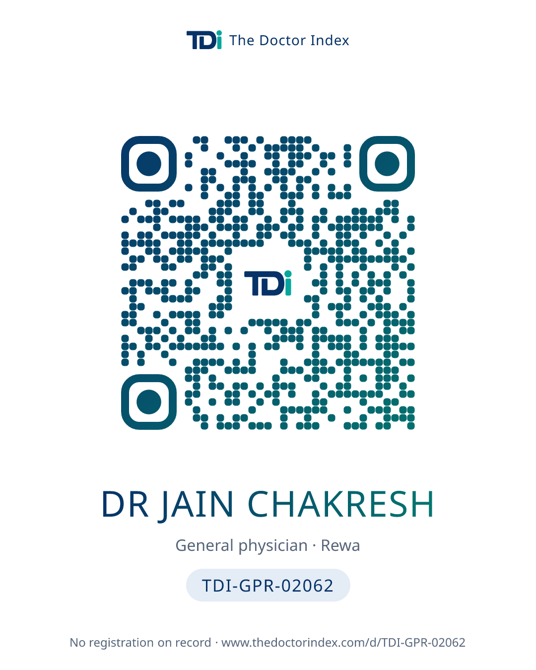 QR card for Dr Jain Chakresh, TDI-GPR-02062
