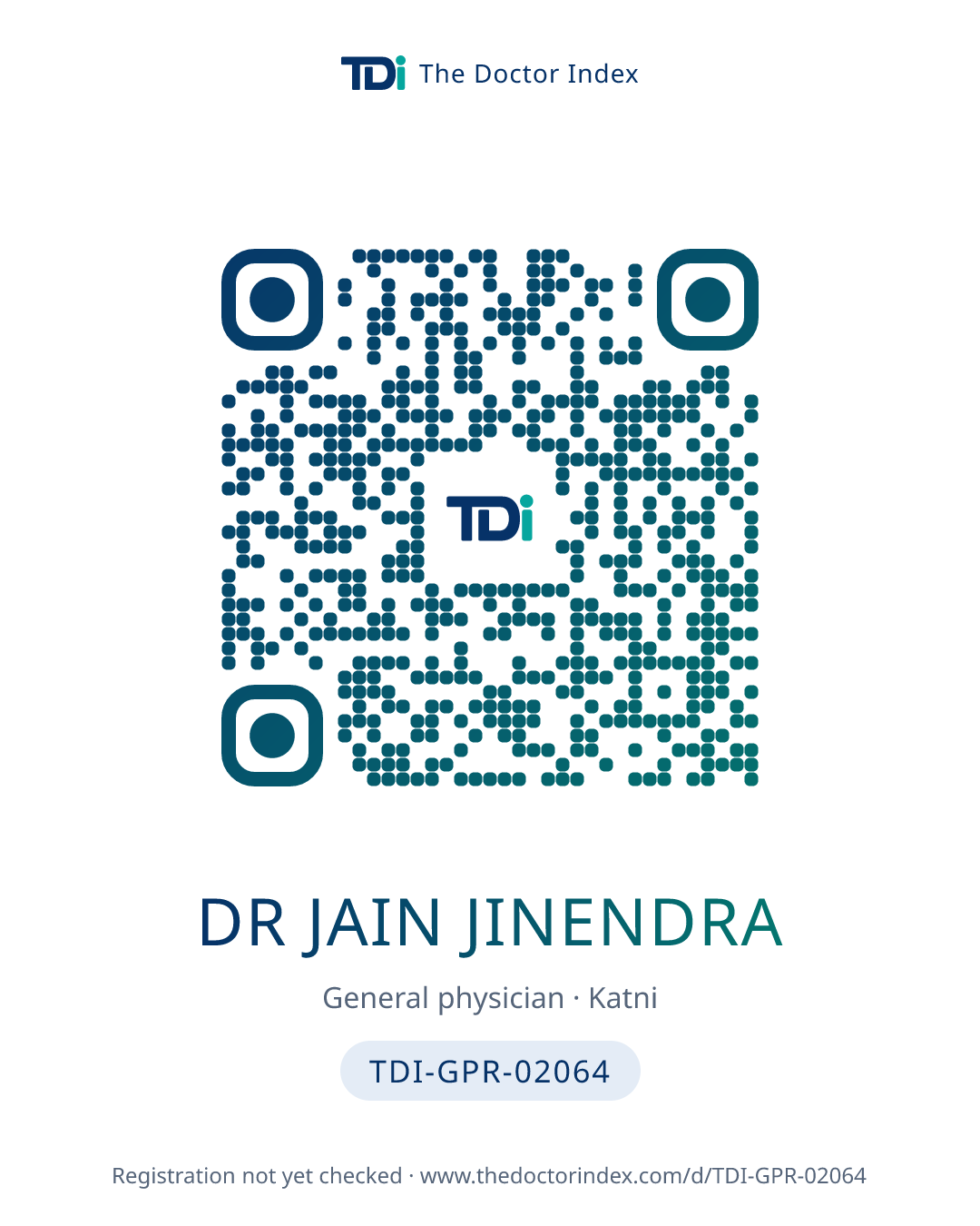 QR card for Dr Jain Jinendra, TDI-GPR-02064