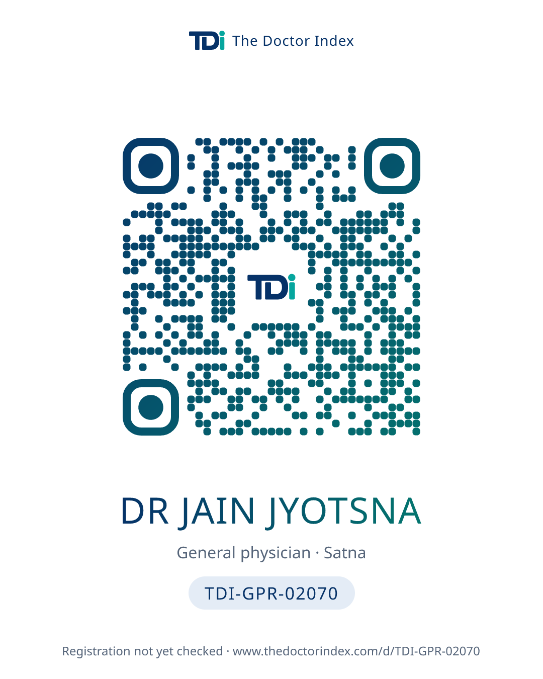 QR card for Dr Jain Jyotsna, TDI-GPR-02070