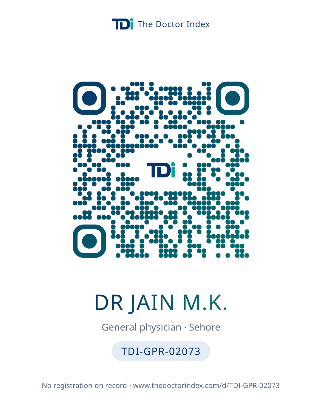 QR card for Dr Jain M.K., TDI-GPR-02073