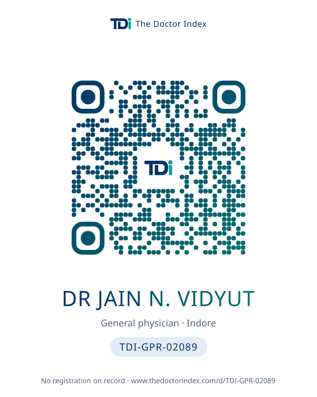 QR card for Dr Jain N. Vidyut, TDI-GPR-02089