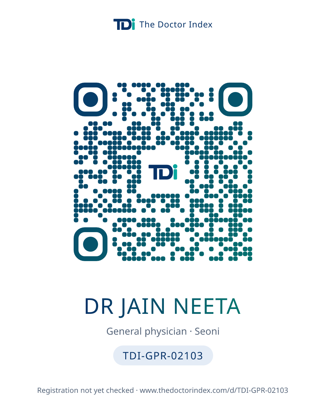 QR card for Dr Jain Neeta, TDI-GPR-02103