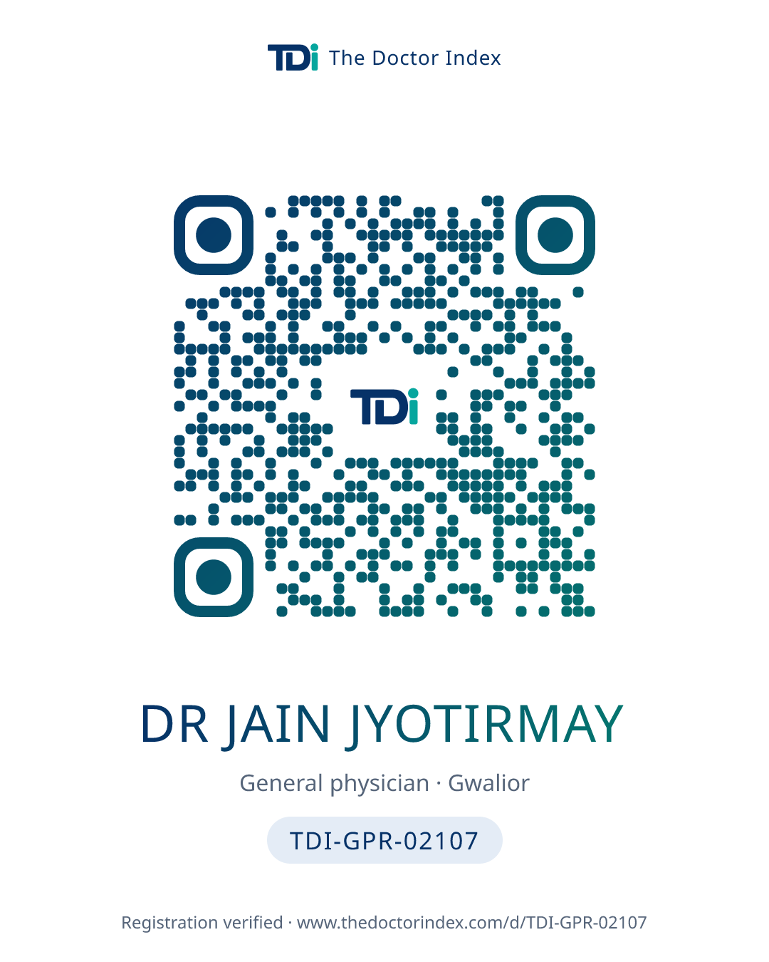 QR card for Dr Jain Jyotirmay, TDI-GPR-02107