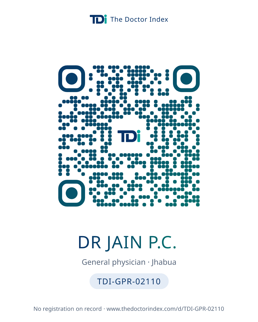 QR card for Dr Jain P.C., TDI-GPR-02110