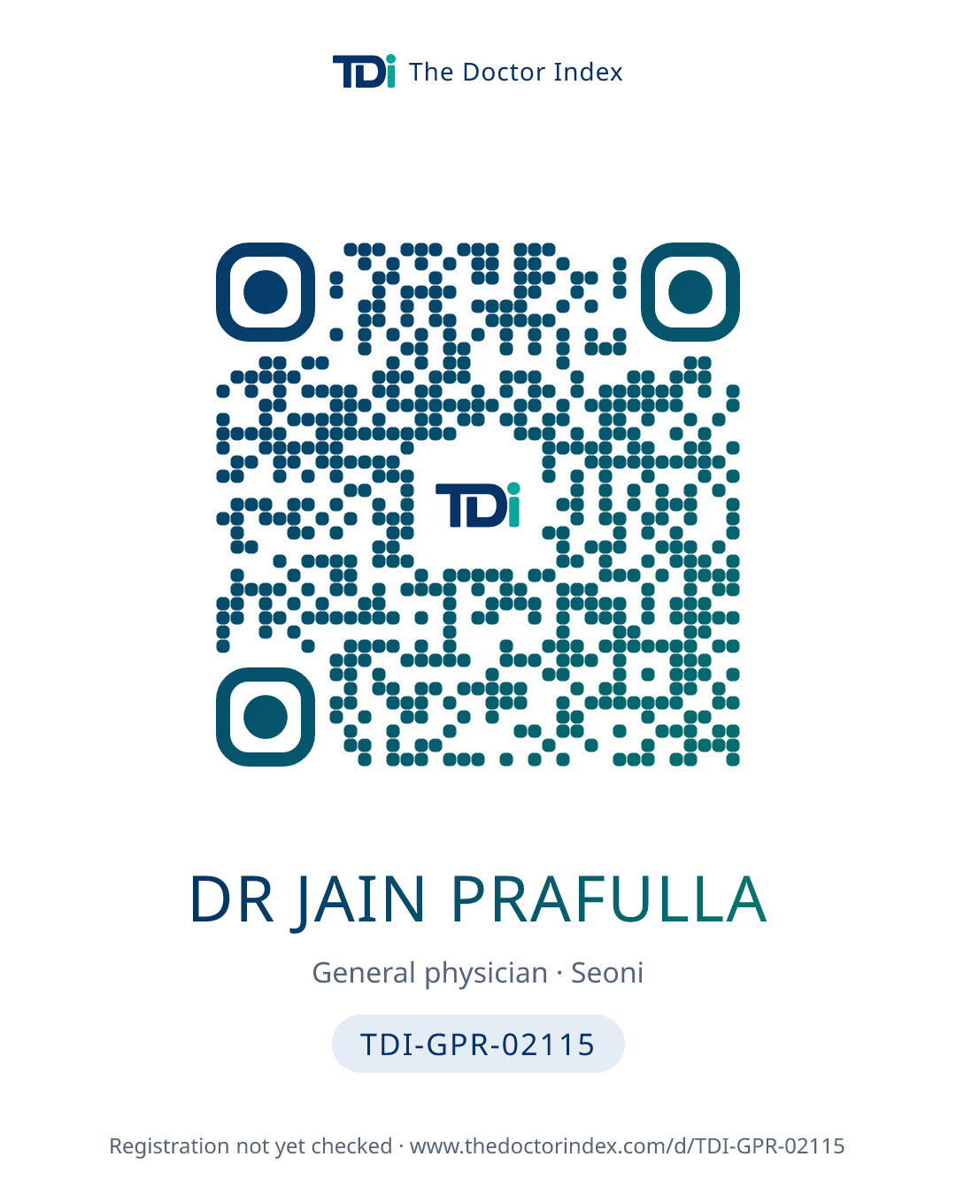 QR card for Dr Jain Prafulla, TDI-GPR-02115