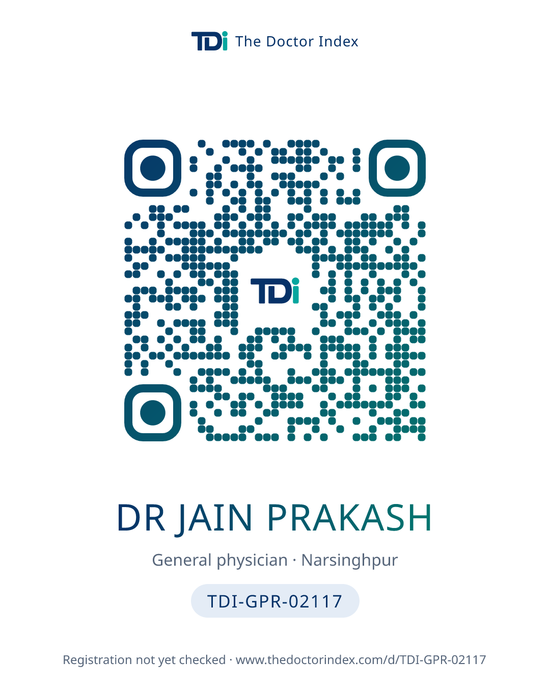 QR card for Dr Jain Prakash, TDI-GPR-02117