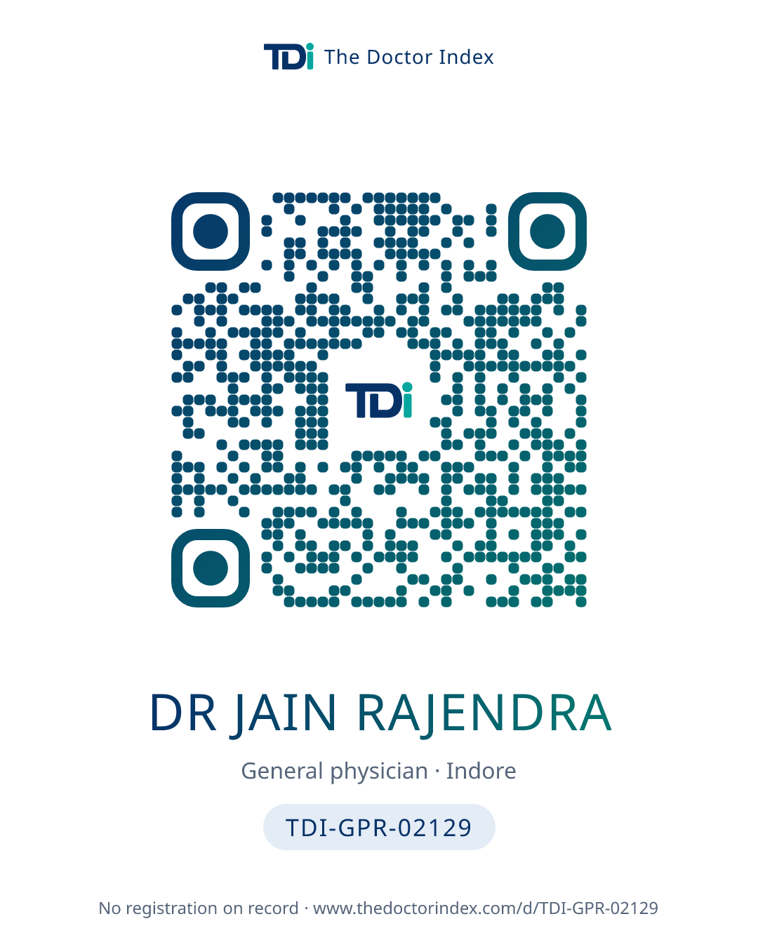 QR card for Dr Jain Rajendra, TDI-GPR-02129