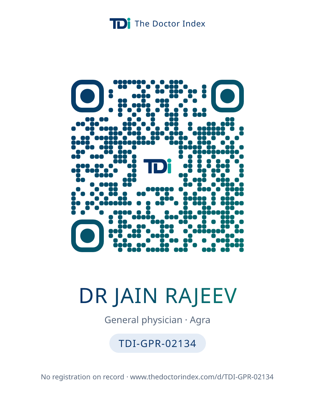 QR card for Dr Jain Rajeev, TDI-GPR-02134