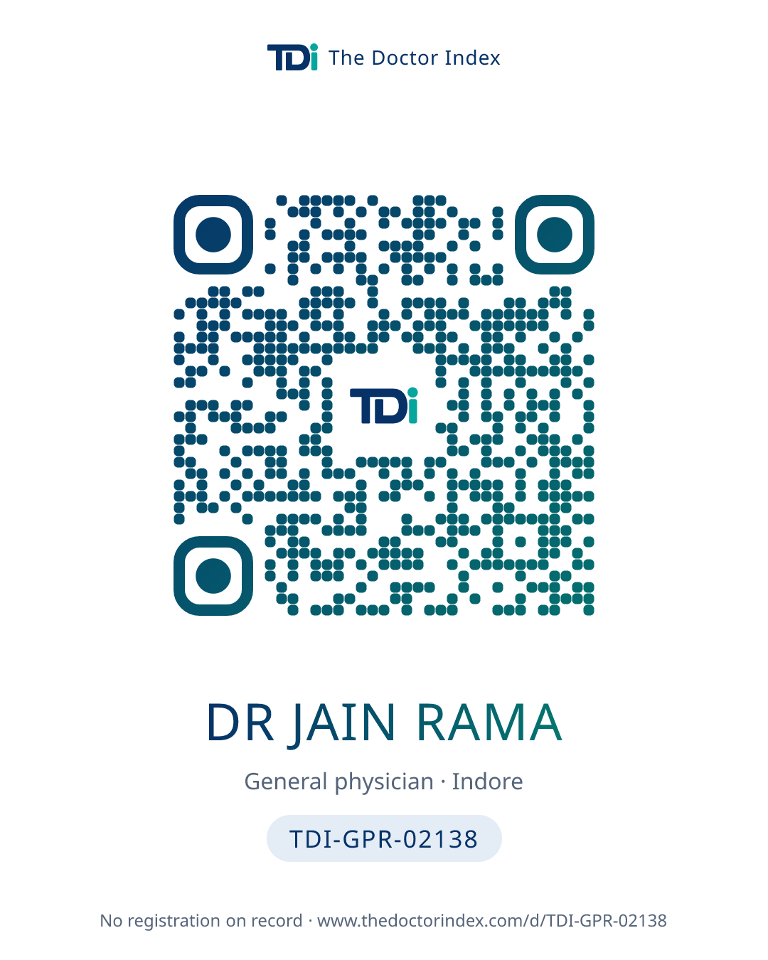 QR card for Dr Jain Rama, TDI-GPR-02138