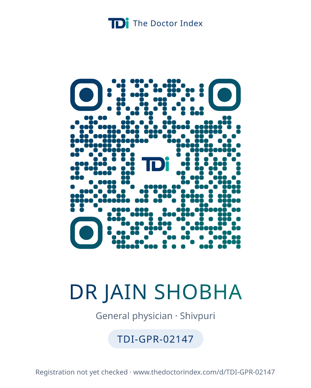 QR card for Dr Jain Shobha, TDI-GPR-02147