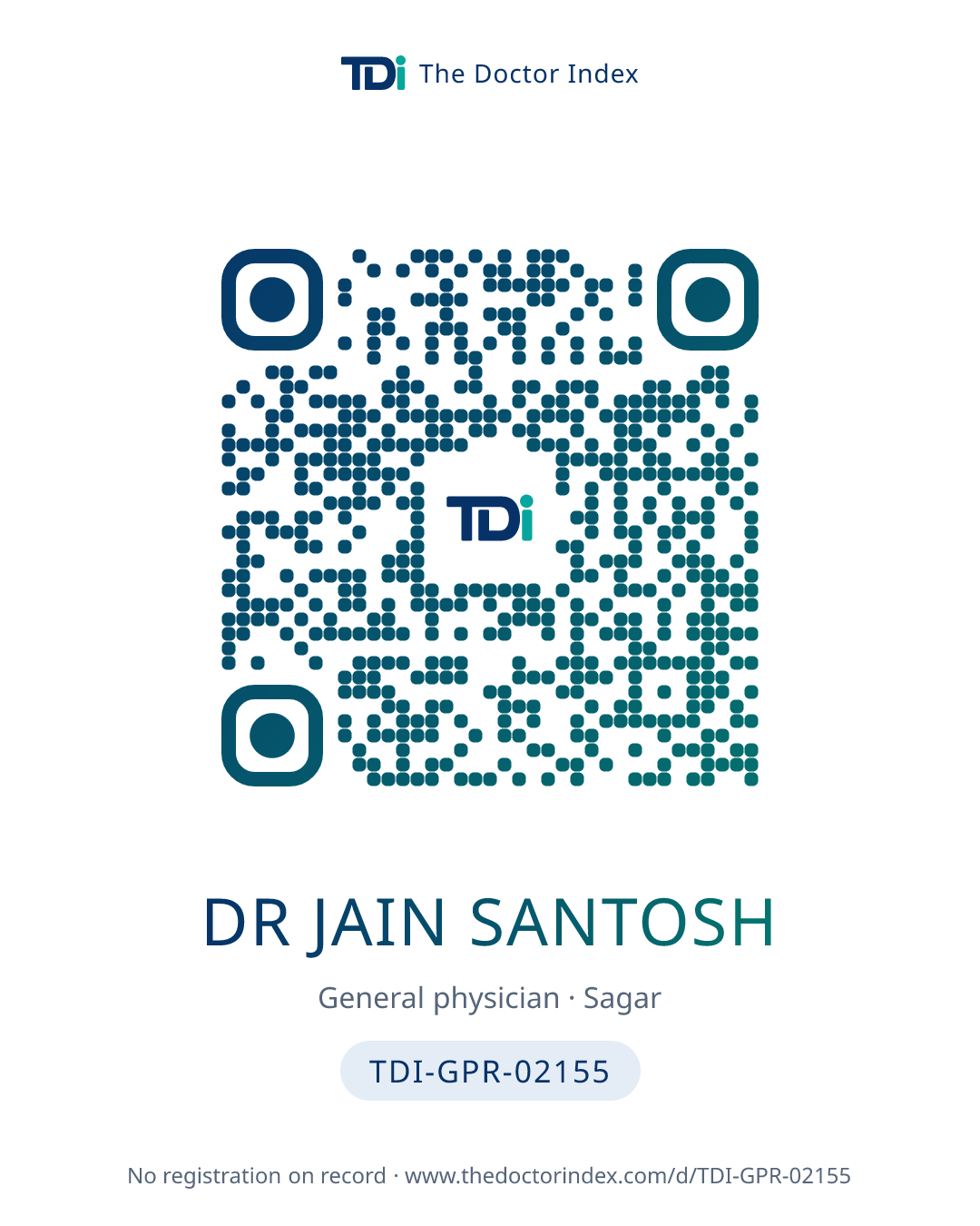 QR card for Dr Jain Santosh, TDI-GPR-02155