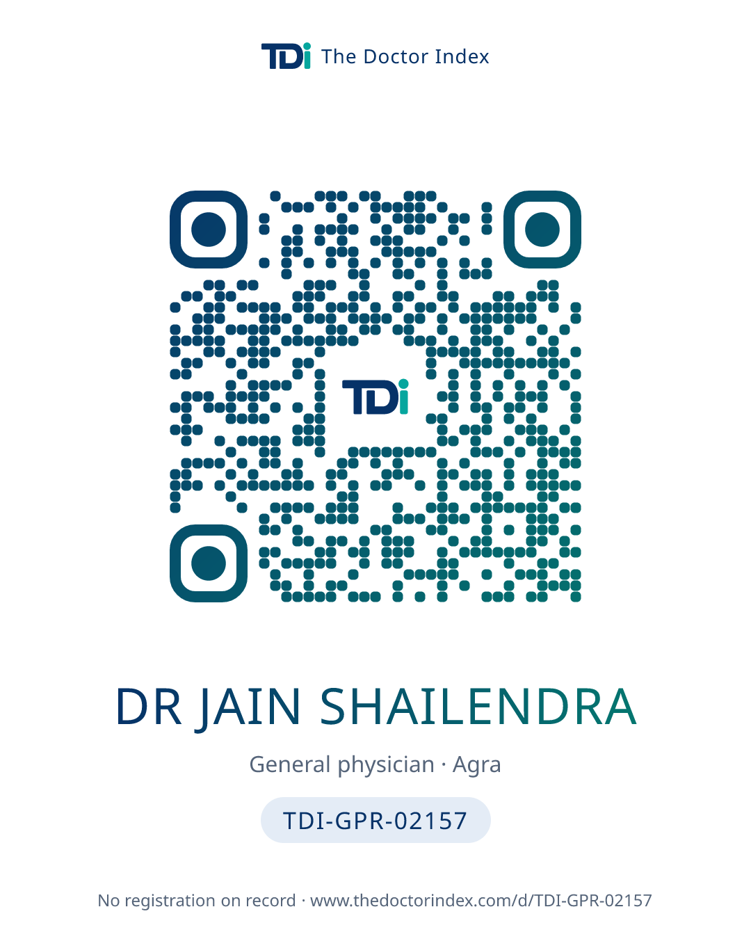 QR card for Dr Jain Shailendra, TDI-GPR-02157
