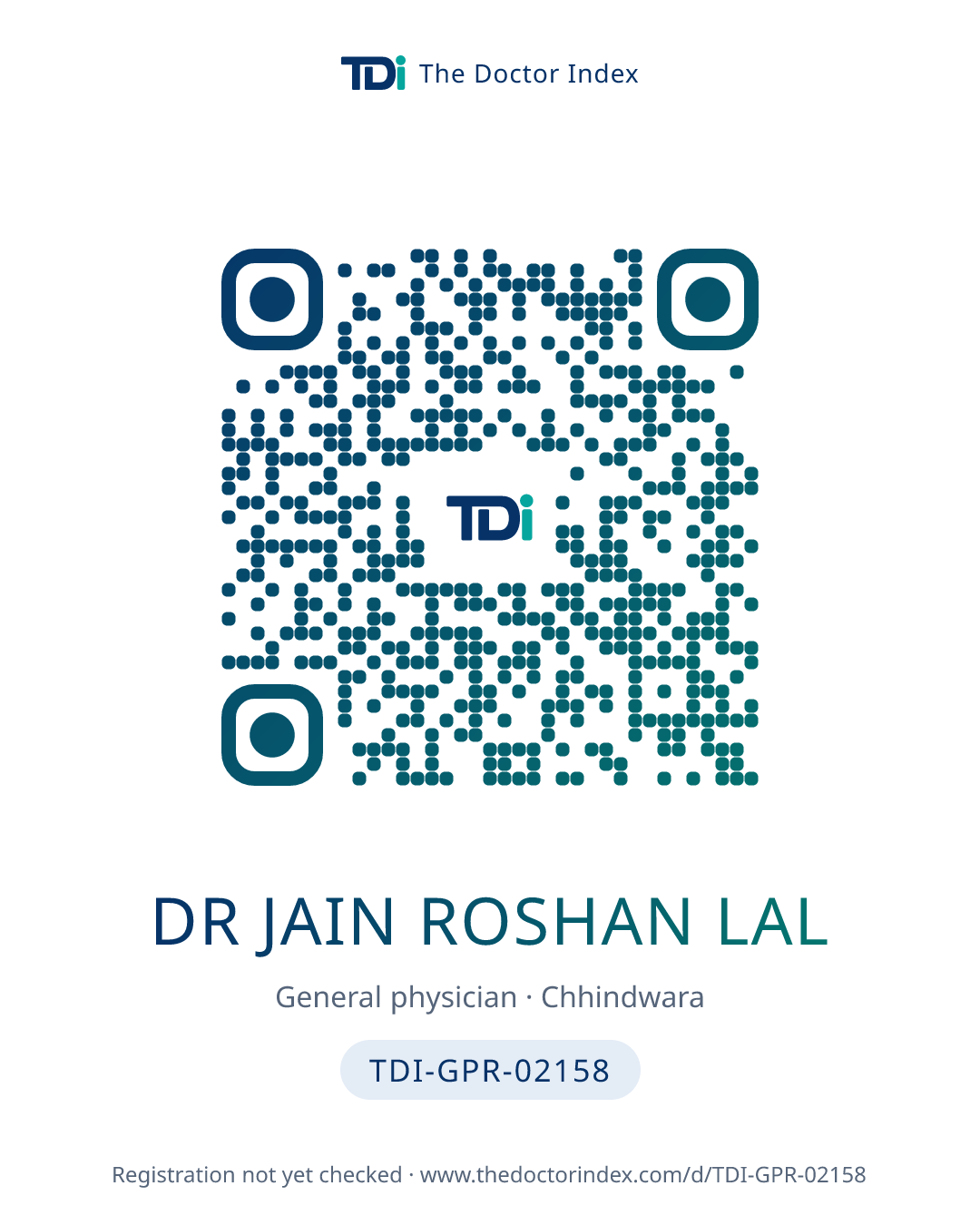 QR card for Dr Jain Roshan Lal, TDI-GPR-02158