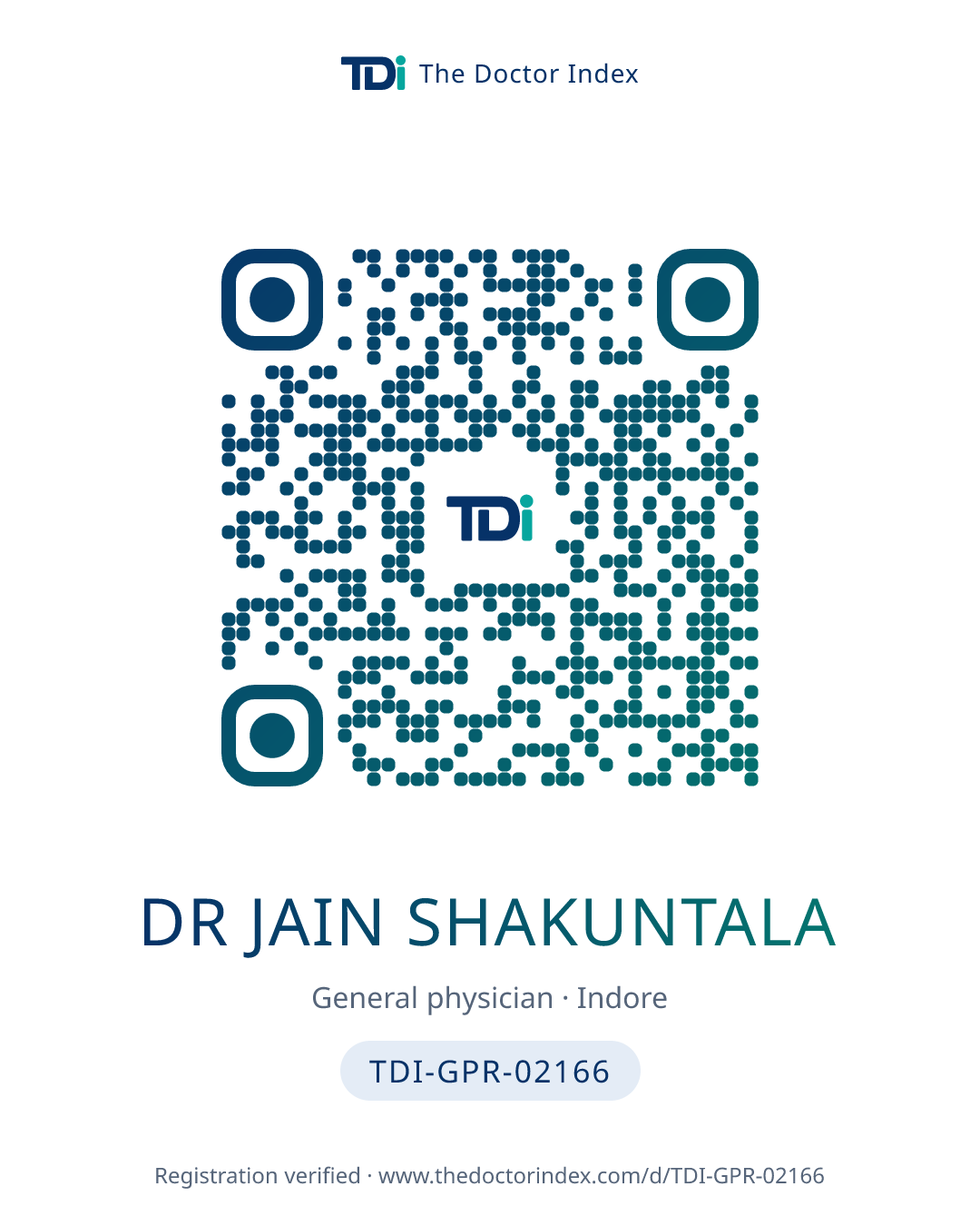 QR card for Dr Jain Shakuntala, TDI-GPR-02166