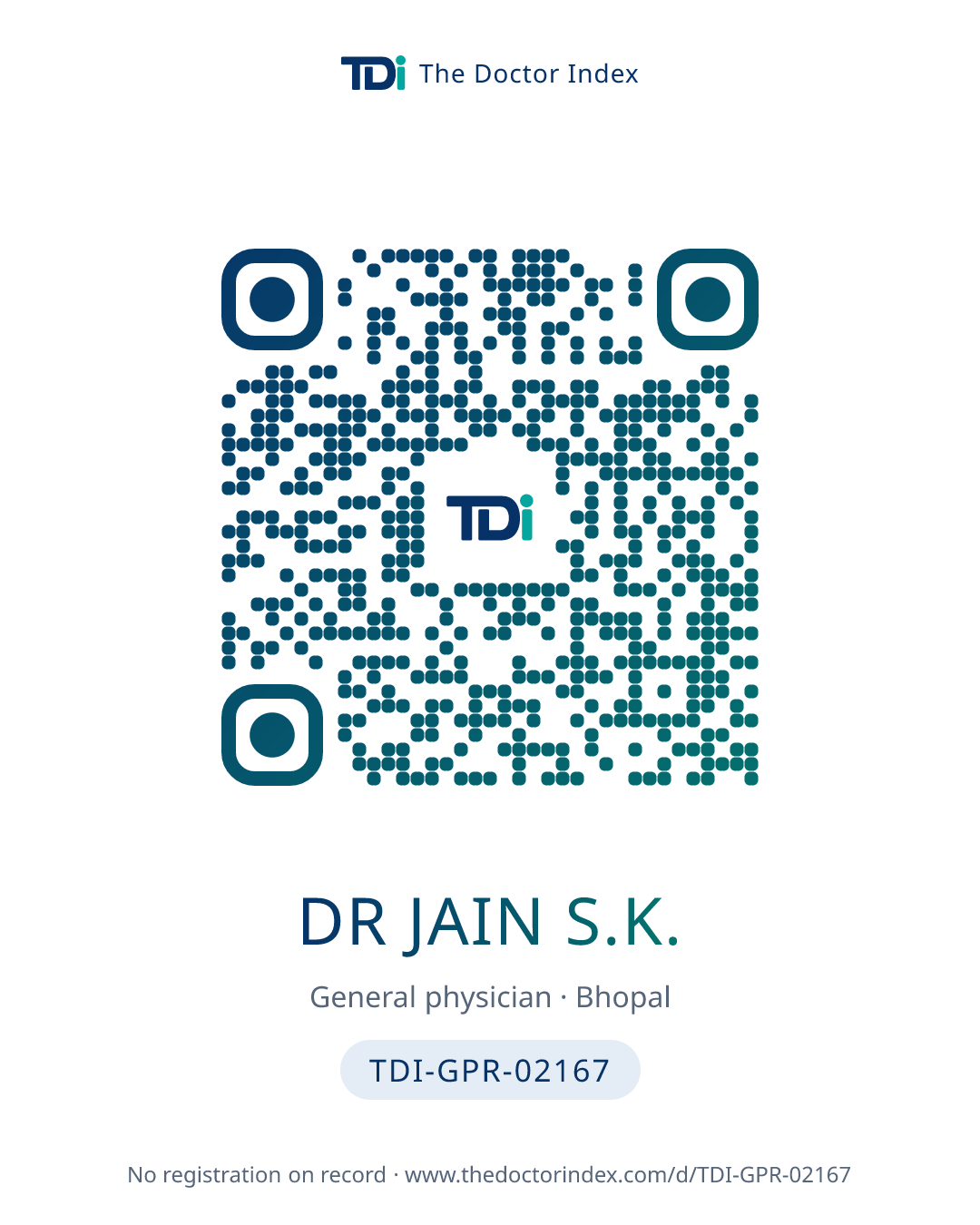 QR card for Dr Jain S.K., TDI-GPR-02167