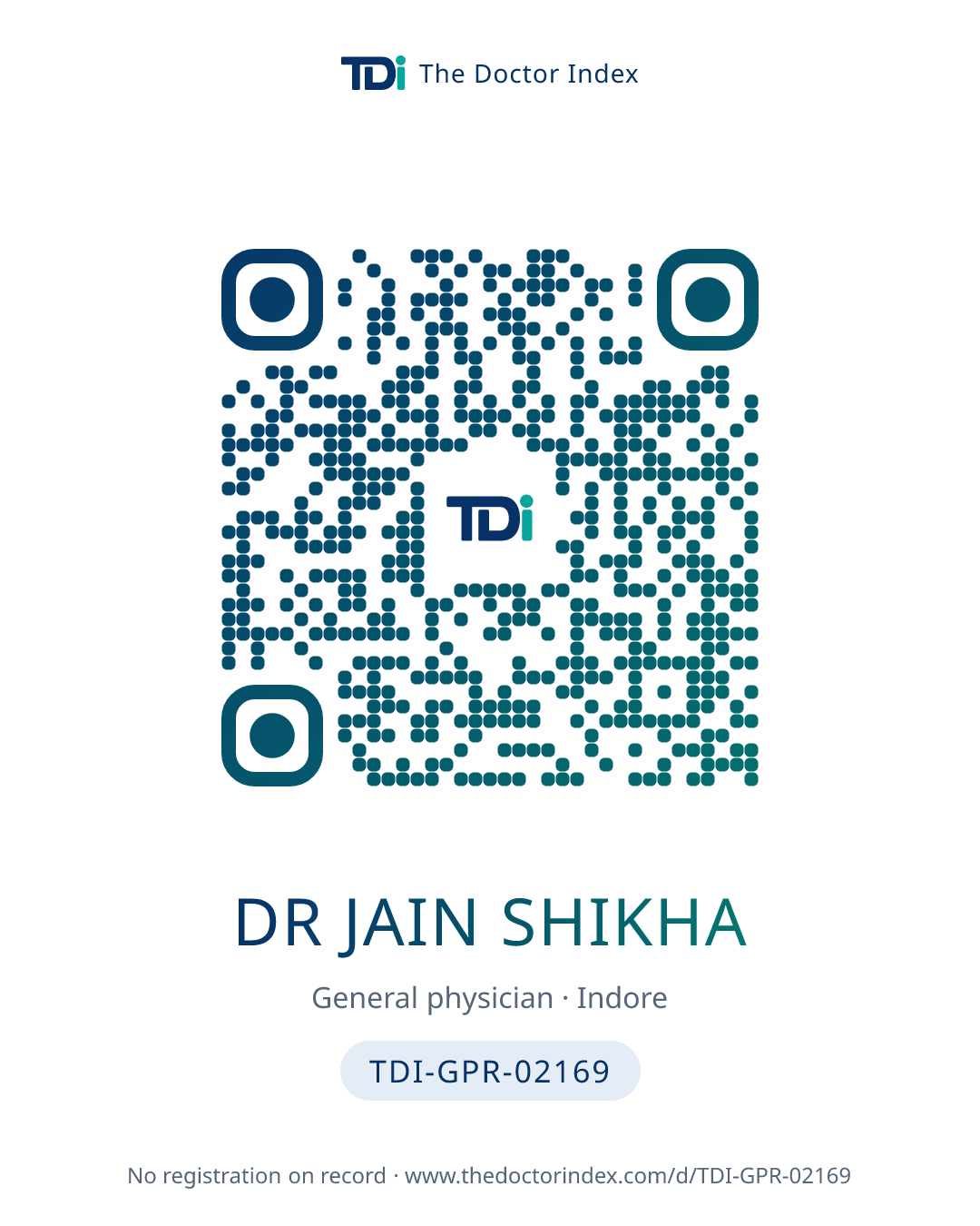 QR card for Dr Jain Shikha, TDI-GPR-02169
