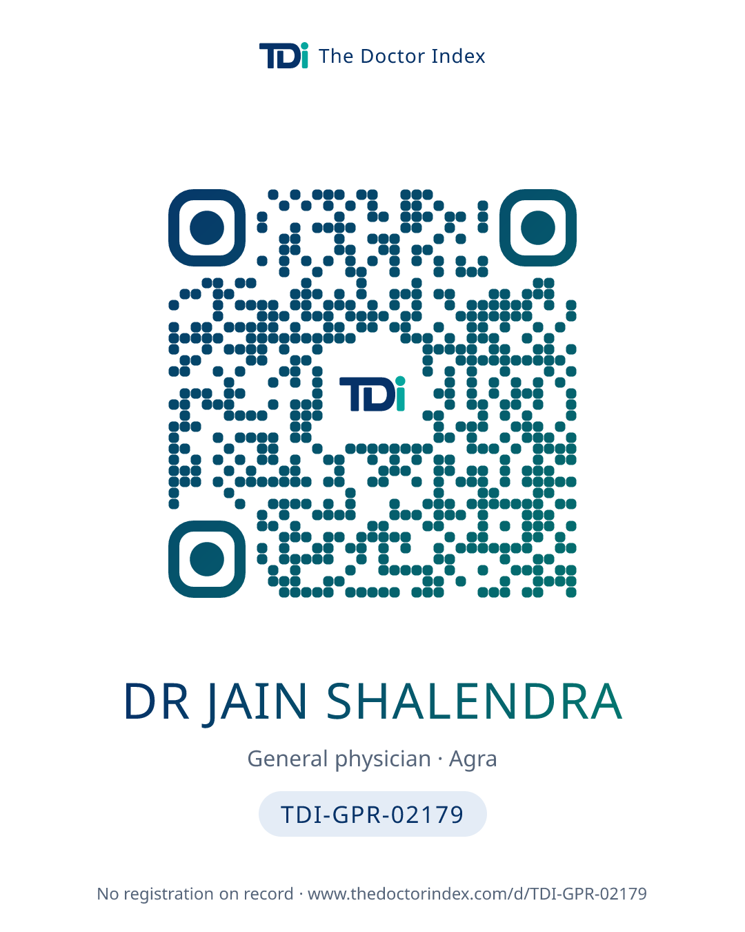 QR card for Dr Jain Shalendra, TDI-GPR-02179