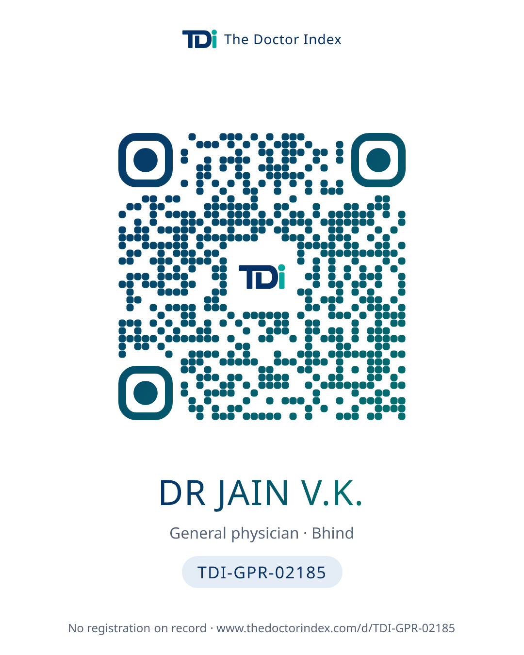 QR card for Dr Jain V.K., TDI-GPR-02185