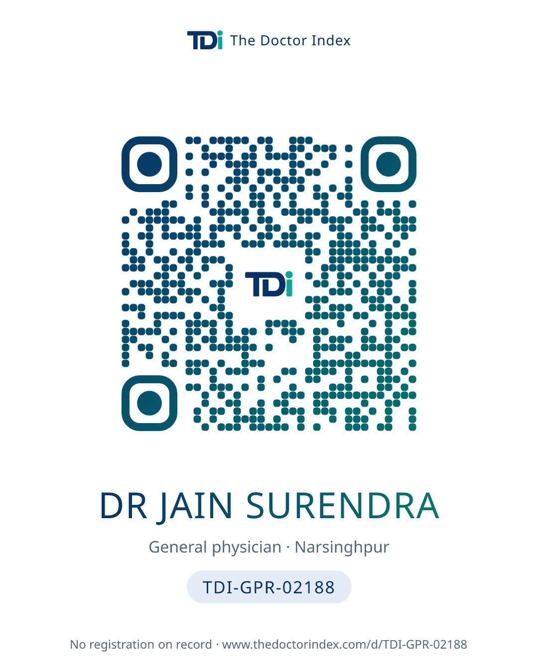 QR card for Dr Jain Surendra, TDI-GPR-02188