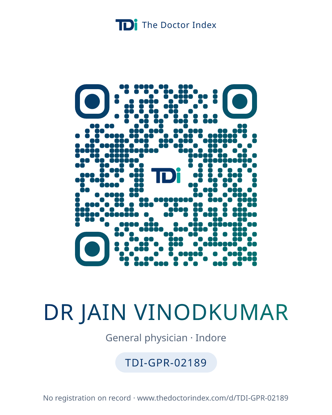 QR card for Dr Jain Vinodkumar, TDI-GPR-02189