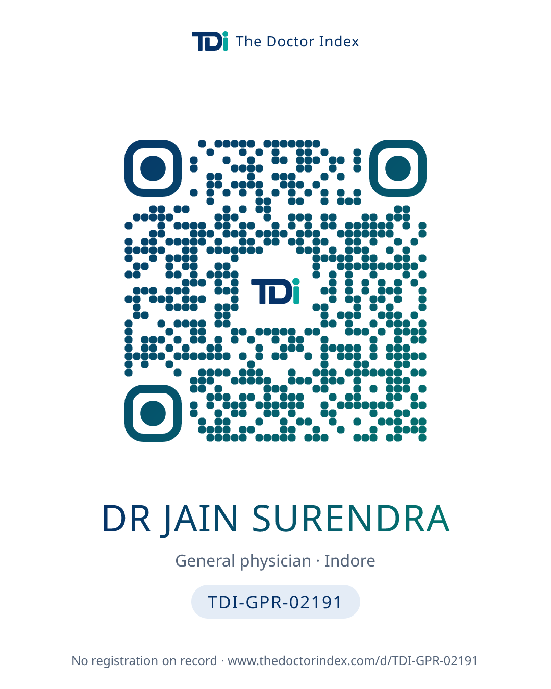 QR card for Dr Jain Surendra, TDI-GPR-02191
