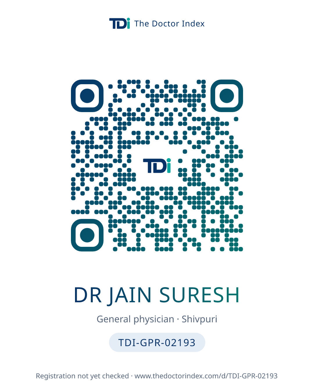 QR card for Dr Jain Suresh, TDI-GPR-02193