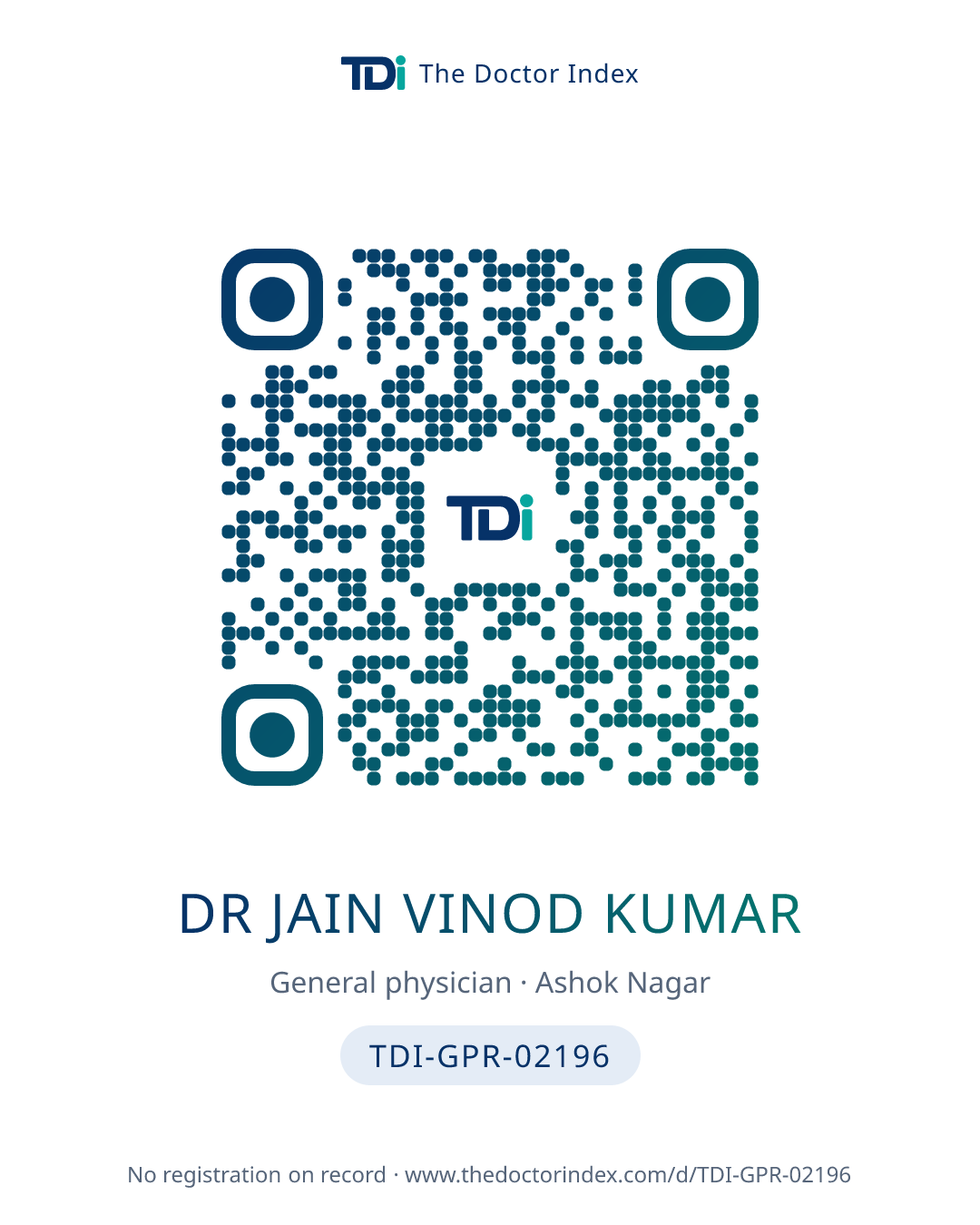 QR card for Dr Jain Vinod Kumar, TDI-GPR-02196