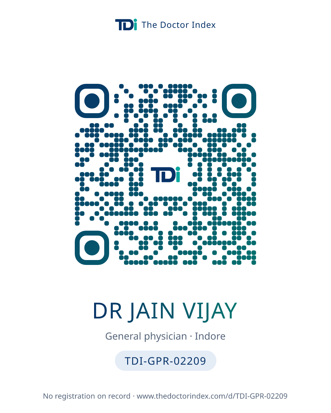 QR card for Dr Jain Vijay, TDI-GPR-02209