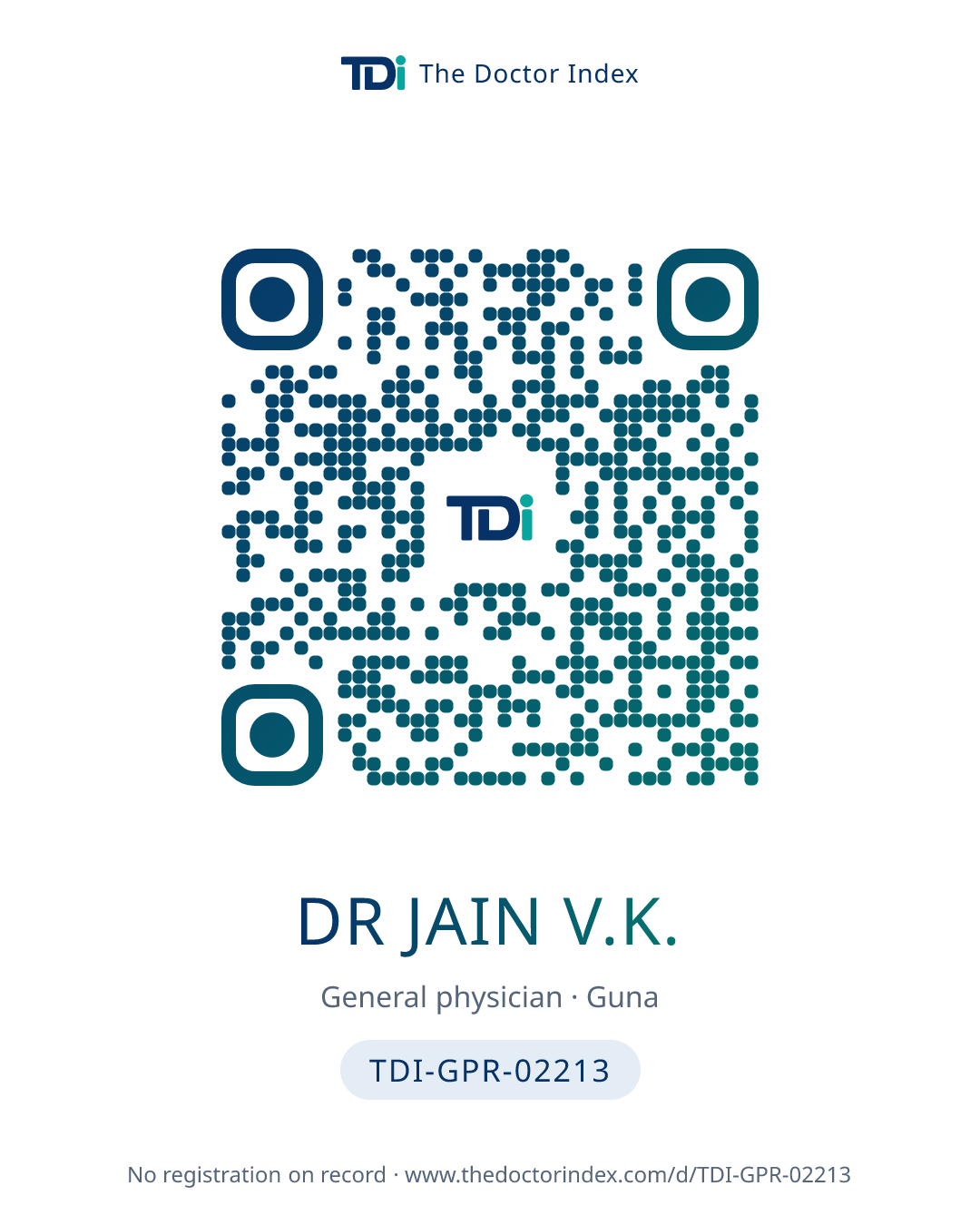 QR card for Dr Jain V.K., TDI-GPR-02213