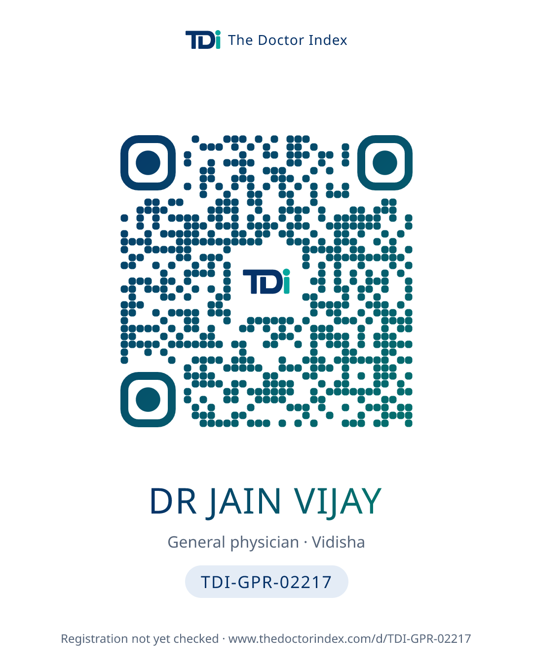 QR card for Dr Jain Vijay, TDI-GPR-02217