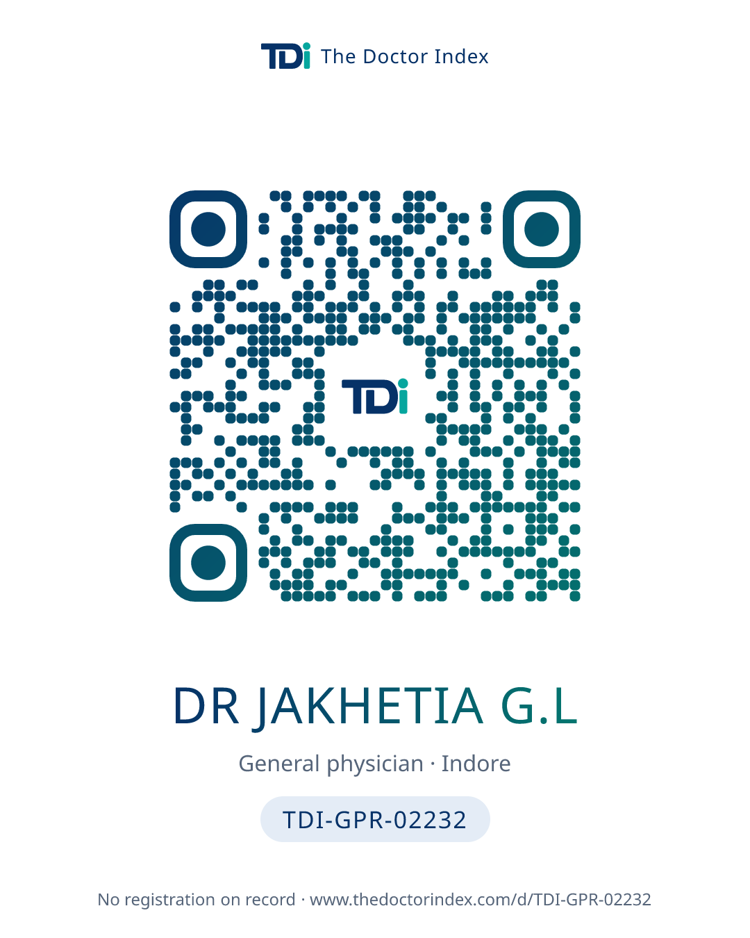 QR card for Dr Jakhetia G.L, TDI-GPR-02232