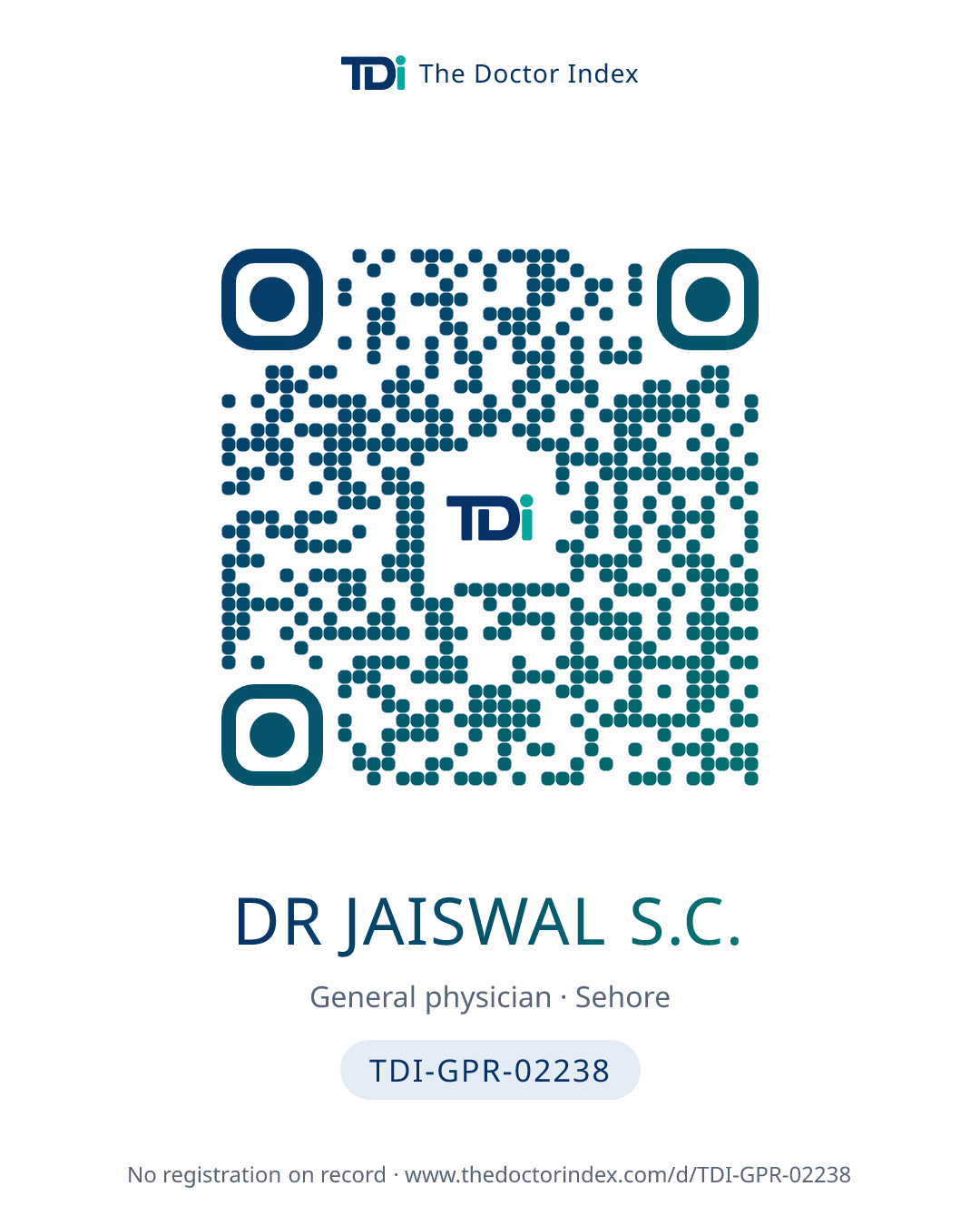 QR card for Dr Jaiswal S.C., TDI-GPR-02238