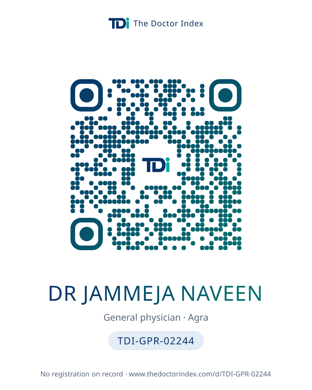 QR card for Dr Jammeja Naveen, TDI-GPR-02244