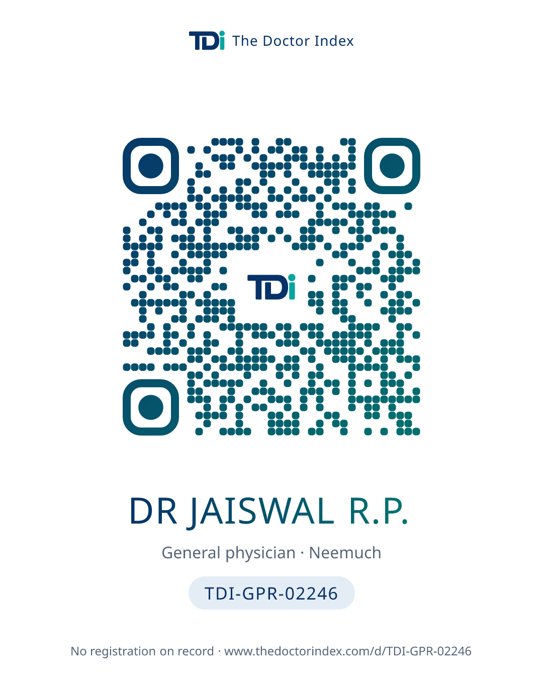 QR card for Dr Jaiswal R.P., TDI-GPR-02246