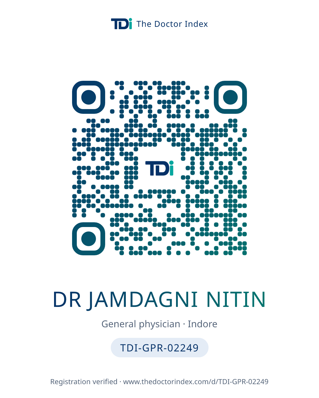 QR card for Dr Jamdagni Nitin, TDI-GPR-02249
