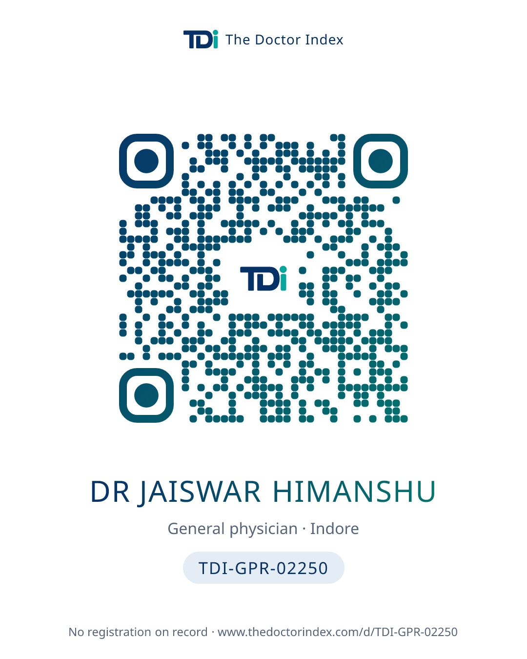 QR card for Dr Jaiswar Himanshu, TDI-GPR-02250